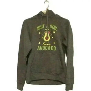 Avocado sweatshirt gray womens small soft hoodie JUST A GIRL WHO LOVES AVOCADO